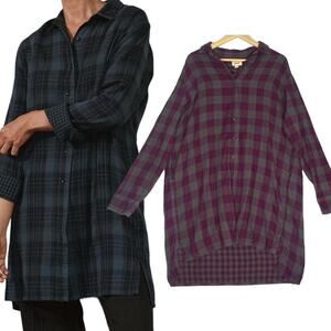 Plaid Button-Up Shirt Dress